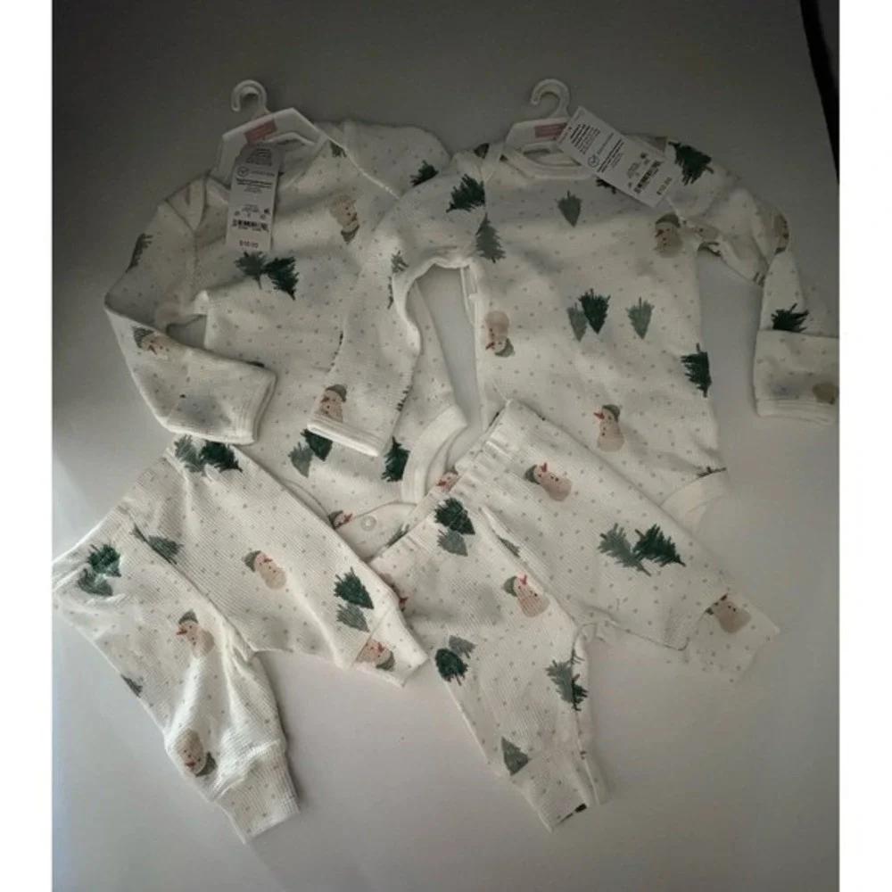 NEW two infant size NB Carter's Christmas holiday matching twin outfits.  Unisex
